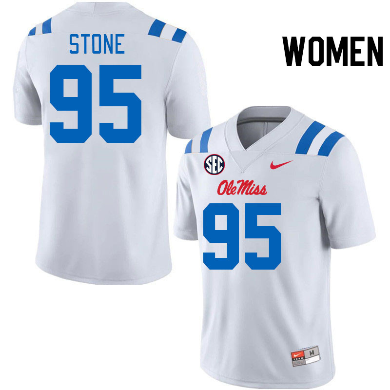 Women #95 Akelo Stone Ole Miss Rebels 2024 New Uniforms College Football Jerseys Stitched-White